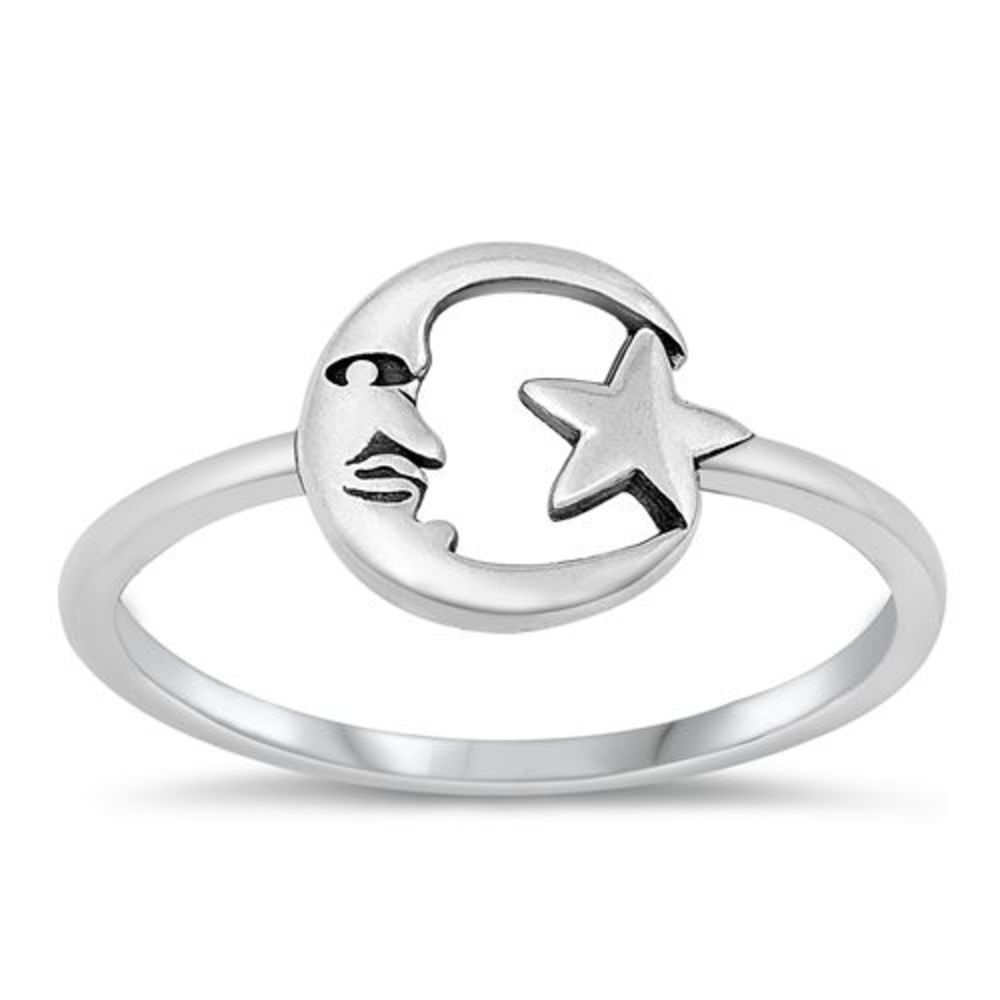 Moon star Sterling silver ring available sz 4-10